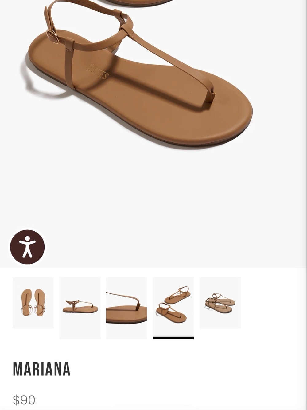 NEW - TKEES Smooth Nude T-Strap Leather Sandals - Picture 8 of 8